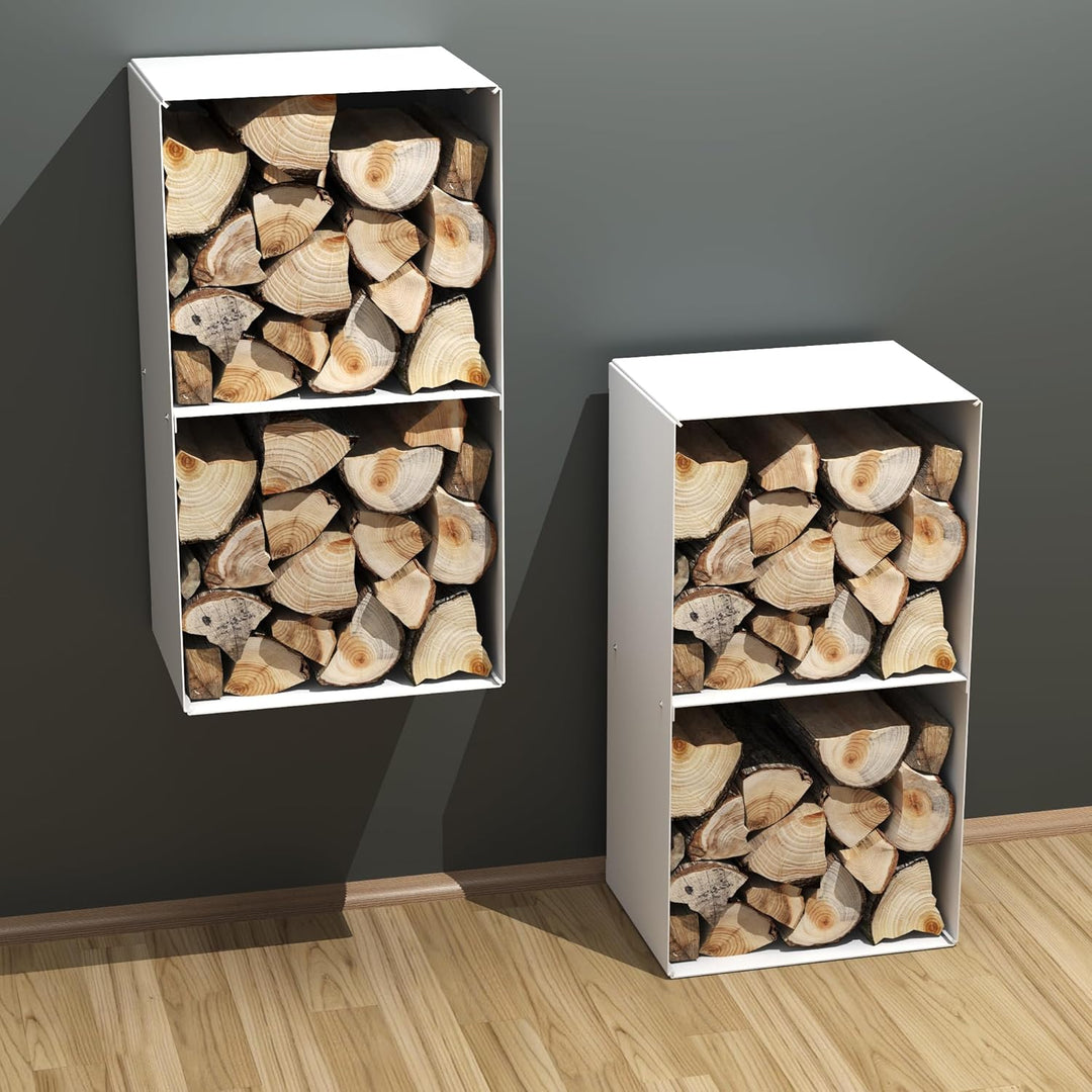 teileplus24 BHS7 Kaminholzregal Innen Aussen | Brennholzregal Metall | Kaminholzkorb | Industrial Lo