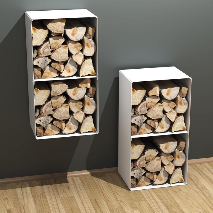 teileplus24 BHS7 Kaminholzregal Innen Aussen | Brennholzregal Metall | Kaminholzkorb | Industrial Lo