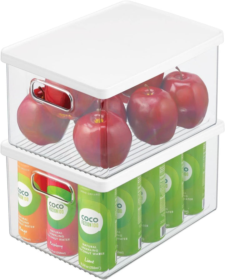 mDesign 2er-Set Kühlschrankbox – Kühlschrank Vorratsdose mit Griffen und abnehmbarem Deckel – lebens