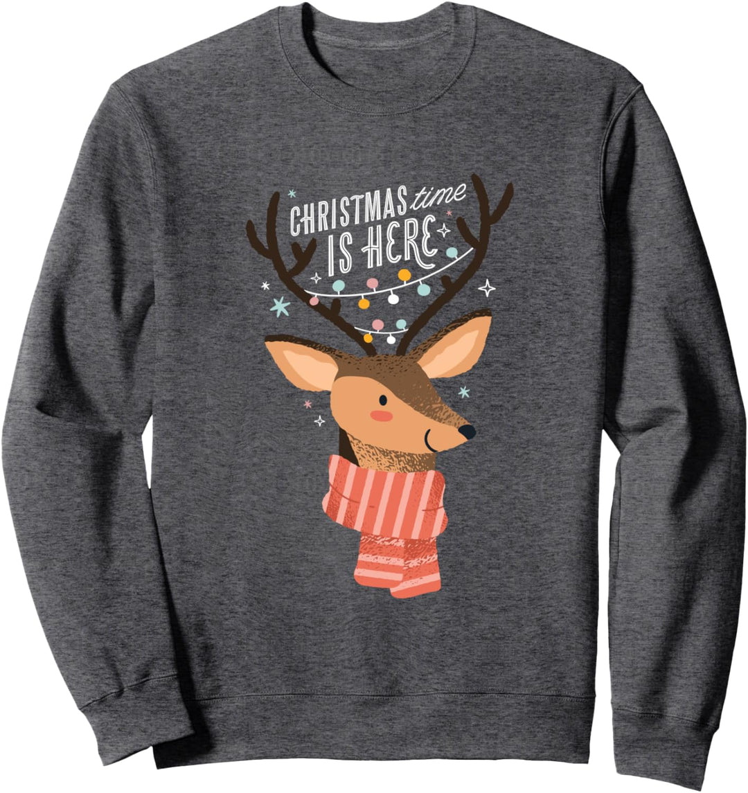 Christmas Time is Here | Süsser Weihnachtsspruch mit Rentier Sweatshirt