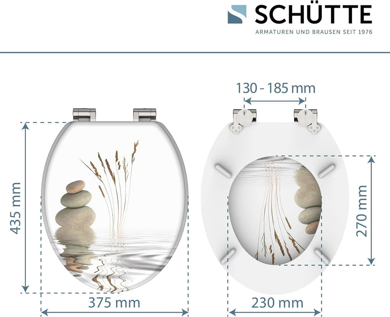 SCHÜTTE WC-Sitz WELLNESS mit Absenkautomatik aus Holz, Toilettensitz mit Klodeckel, Holzkern Toilett