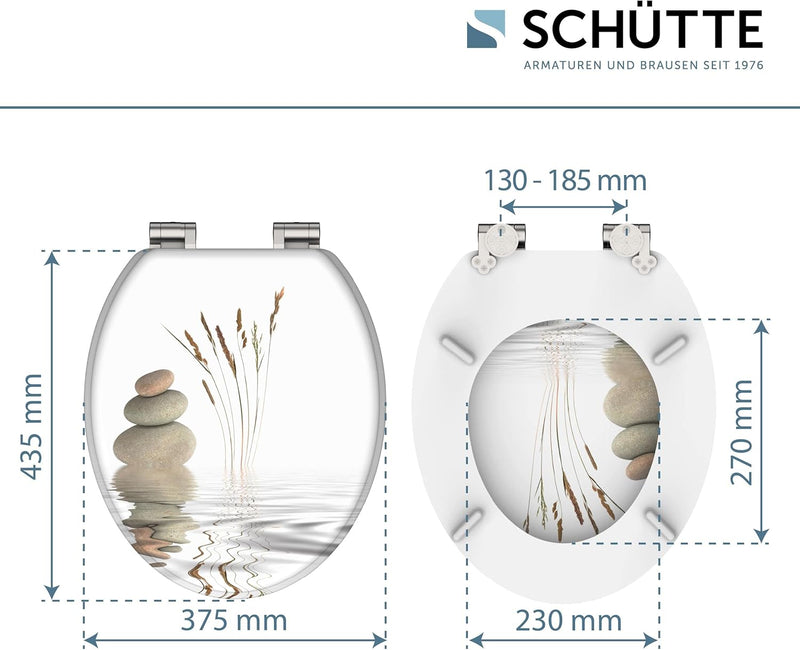 SCHÜTTE WC Sitz Holzkern BALANCE, Toilettensitz mit Absenkautomatik, passend für viele handelsüblich