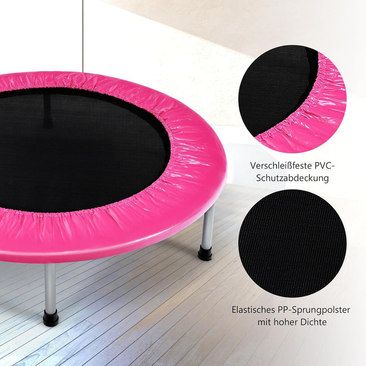 GOPLUS Trampolin Indoor, Ø97cm Fitnesstrampolin bis 150 kg belastbar, Kindertrampolin klappbar mit r