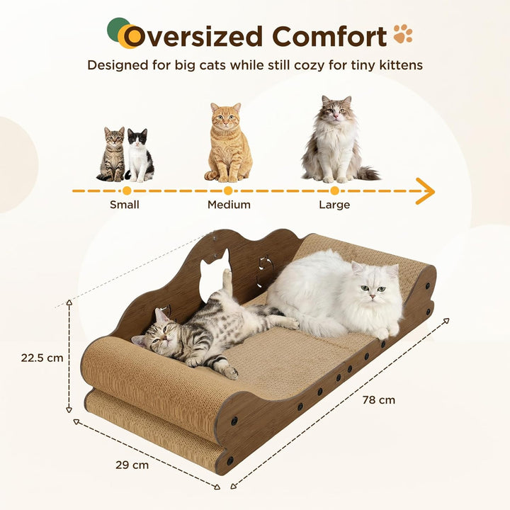 Gimars XXL Katzen Kratzbrett 78 cm im Sofa-Design, Kratzpappe für Katzen, Katzenkratzbretter & Katze