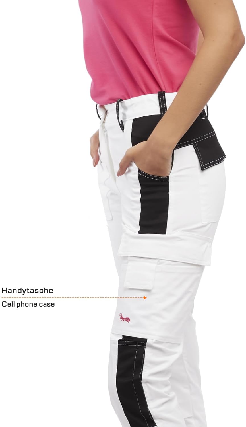 strongAnt Damen Arbeitshose komplett Stretch für Frauen Bundhose mit Kniepolstertaschen Schwarz Grau