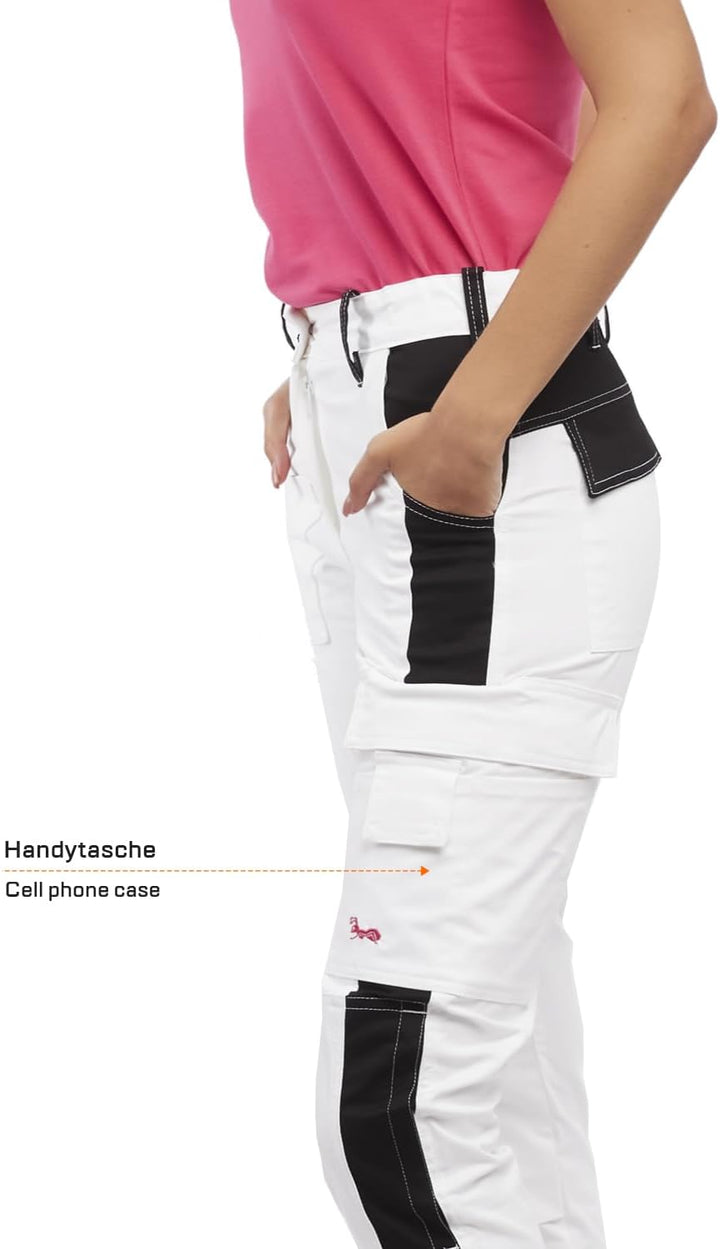 strongAnt Damen Arbeitshose komplett Stretch für Frauen Bundhose mit Kniepolstertaschen Schwarz Grau