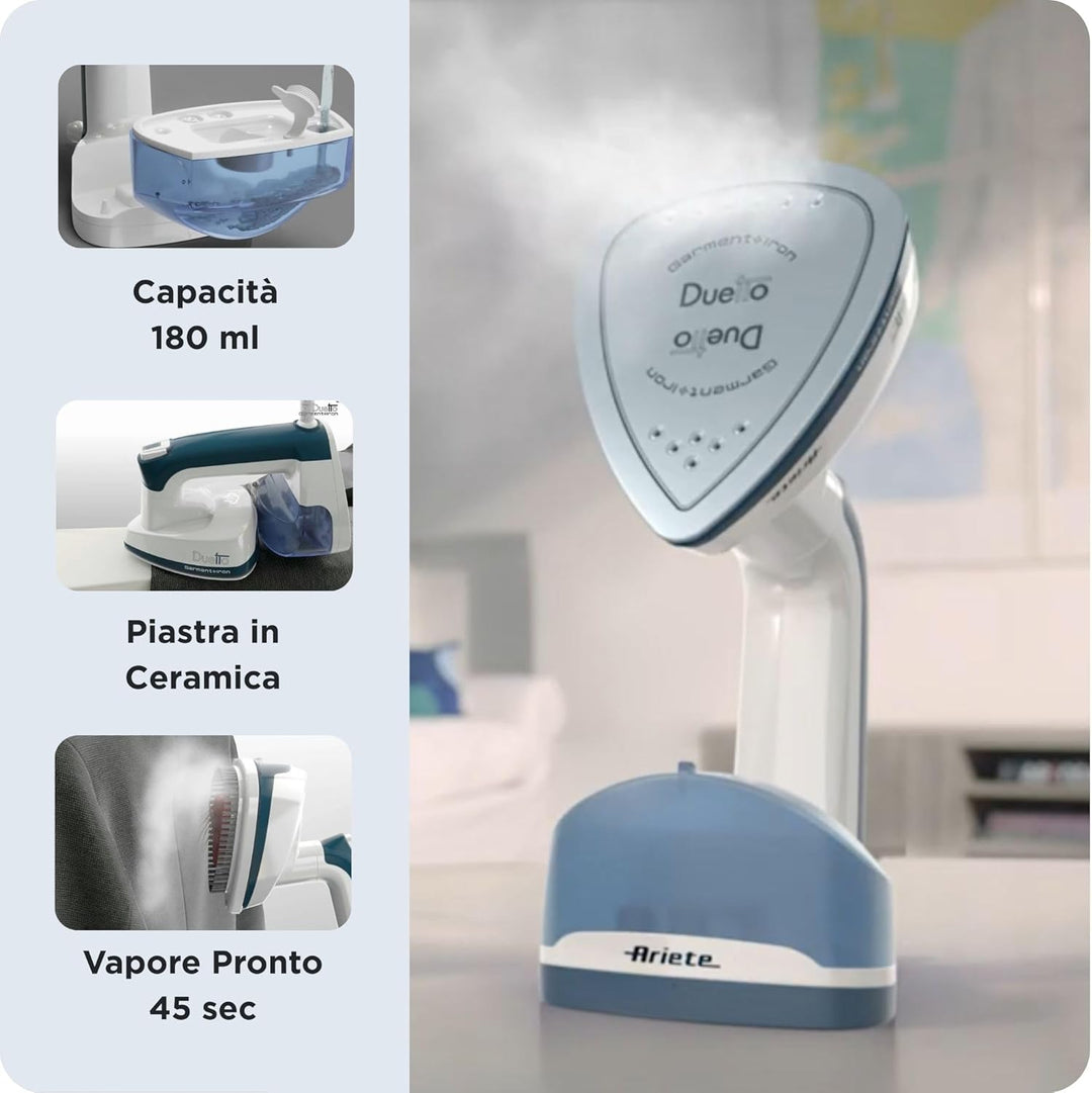 Ariete 6246 Duetto Garment, Bügeleisen Vertikales Dampfbügeleisen und Bügeleisen mit Antihaft-Kerami