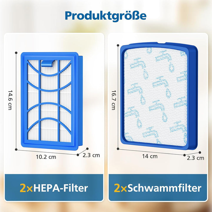 2 Stück Ersatzfilter für Philips PowerPro Expert Staubsauger FC9729/09, FC9741/09, FC9742/09, FC9743
