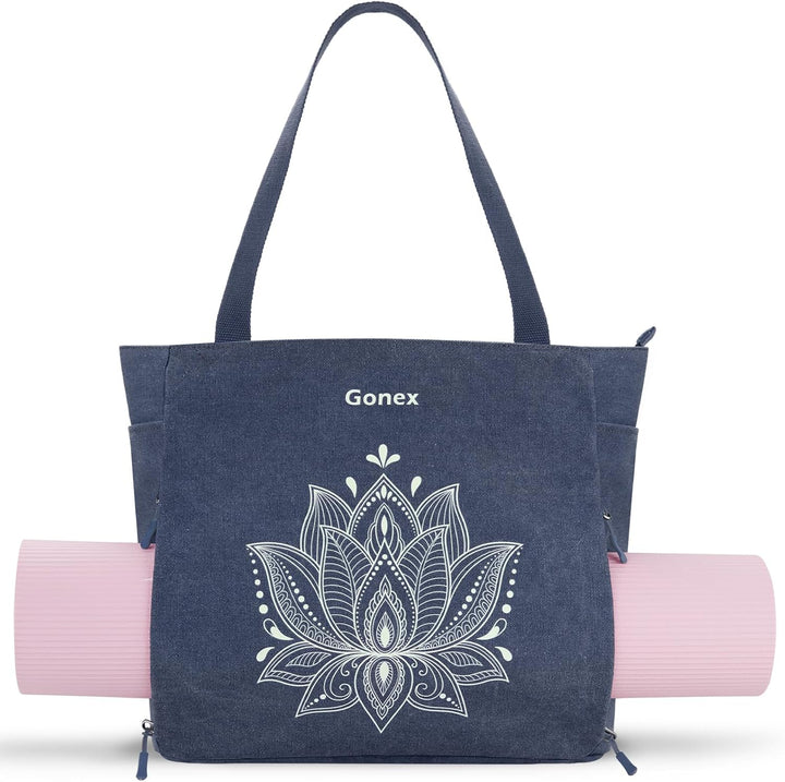 Gonex Yogatasche, Grosse Pilates Tragetasche mit Mehreren Taschen für Damen Herren, Robuste Canvas T