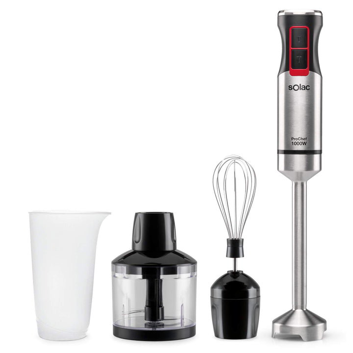 Solac Pro Chef 1000 Stabmixer, W, Edelstahl 1000W | 3 Zubehör, 1000W | 3 Zubehör