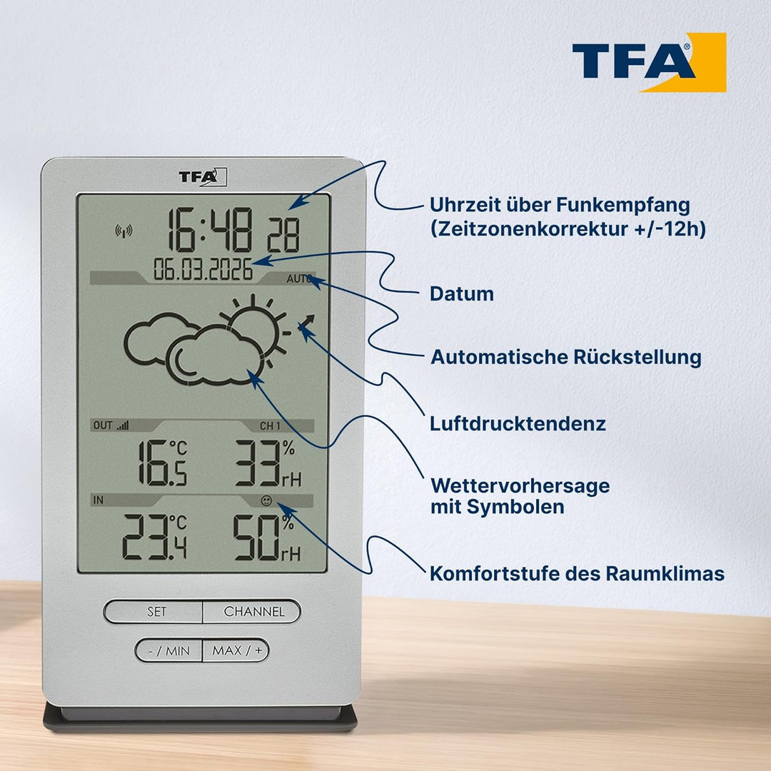 TFA Dostmann Funk Wetterstation Xena, 35.1162.54, mit Aussensensor, Innen und Aussentemperatur, mit