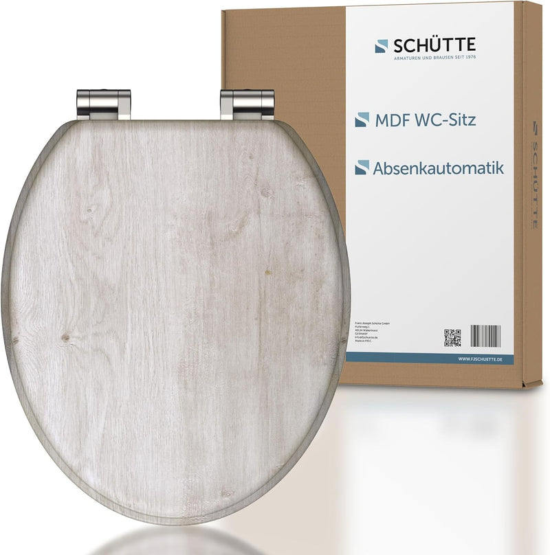 SCHÜTTE WC-Sitz LIGHTWOOD mit Absenkautomatik aus Holz, Toilettensitz mit Klodeckel, Holzkern Toilet