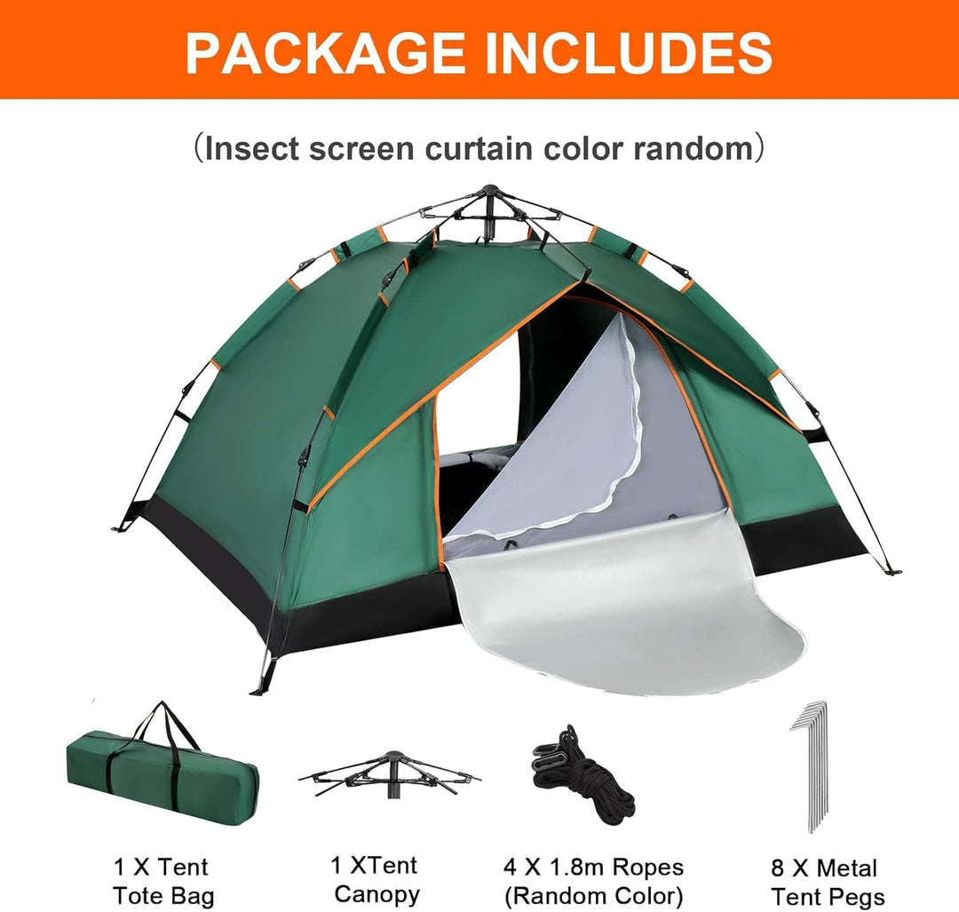 Trintion Camping Zelt 2-3 Mann Pop Up Zelte 4 Jahreszeiten Wasserdicht & Winddicht Grün, Grün