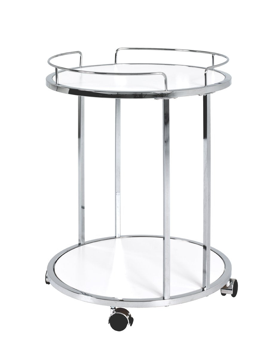 HAKU Möbel Beistelltisch auf Rollen, MDF, chrom-weiss, Ø 45 x H 60 cm Chrom-weiss 45 x 45 x 60 cm, C
