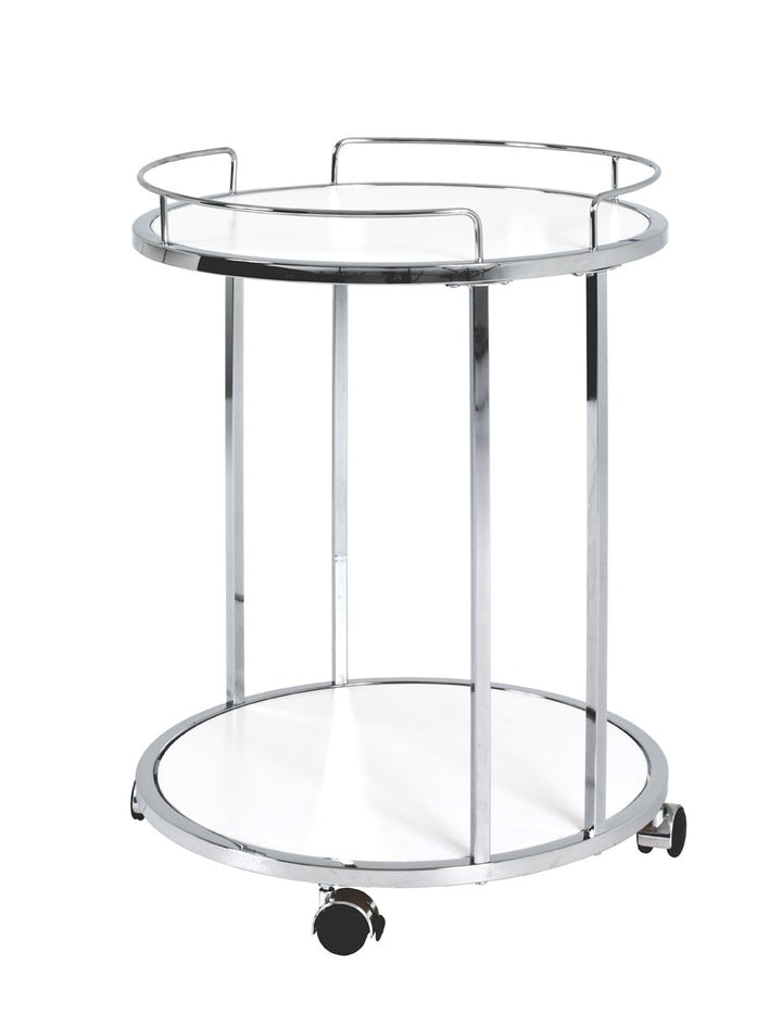 HAKU Möbel Beistelltisch auf Rollen, MDF, chrom-weiss, Ø 45 x H 60 cm Chrom-weiss 45 x 45 x 60 cm, C