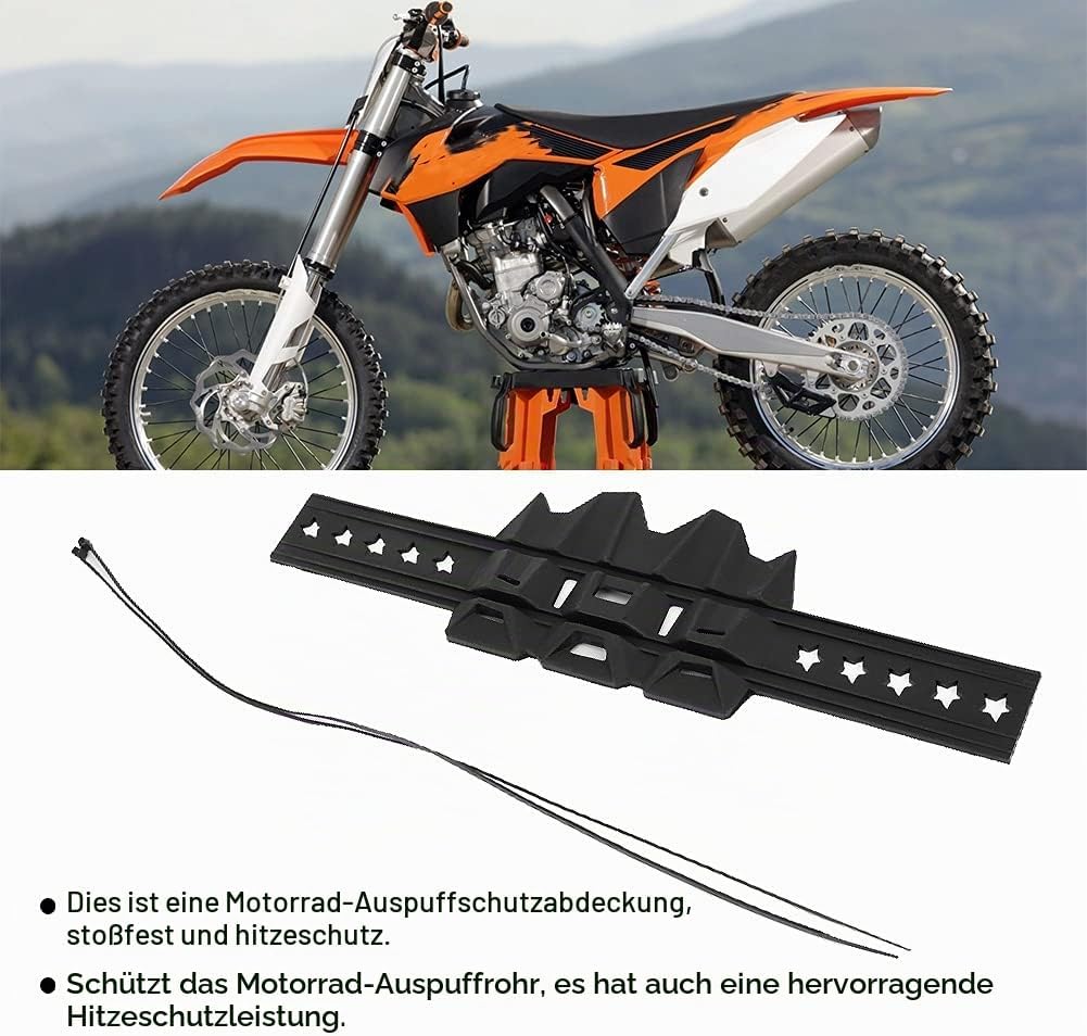 Auspuffrohrschutz, Universal Silikon Motorrad Auspuff Hitzeschild Rohrschutz Abdeckungsschutz(Schwar