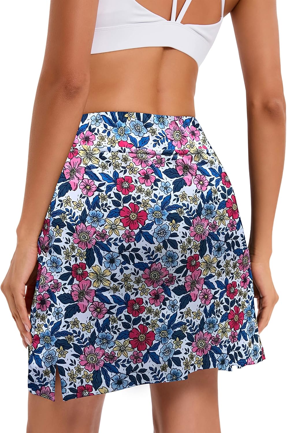 Timuspo Damen Tennisrock mit Hose Kurze Hosenrock mit Taschen Sommer Sports Skort für Golf Wandern L