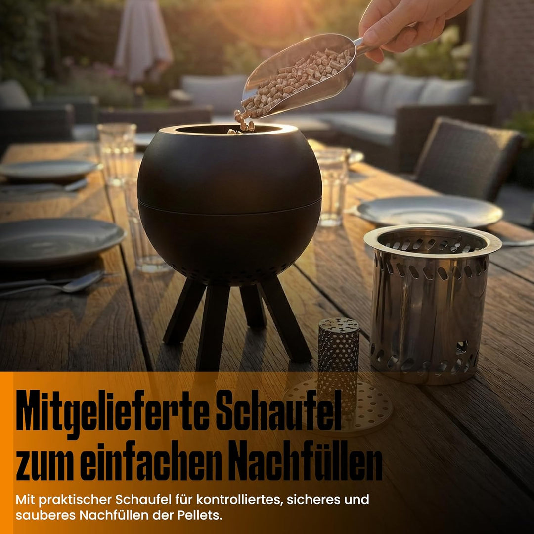 Feuerschale, Feuerstelle,Doppelwandig,Hitzebeständig,Raucharm (Schwarz), Schwarz