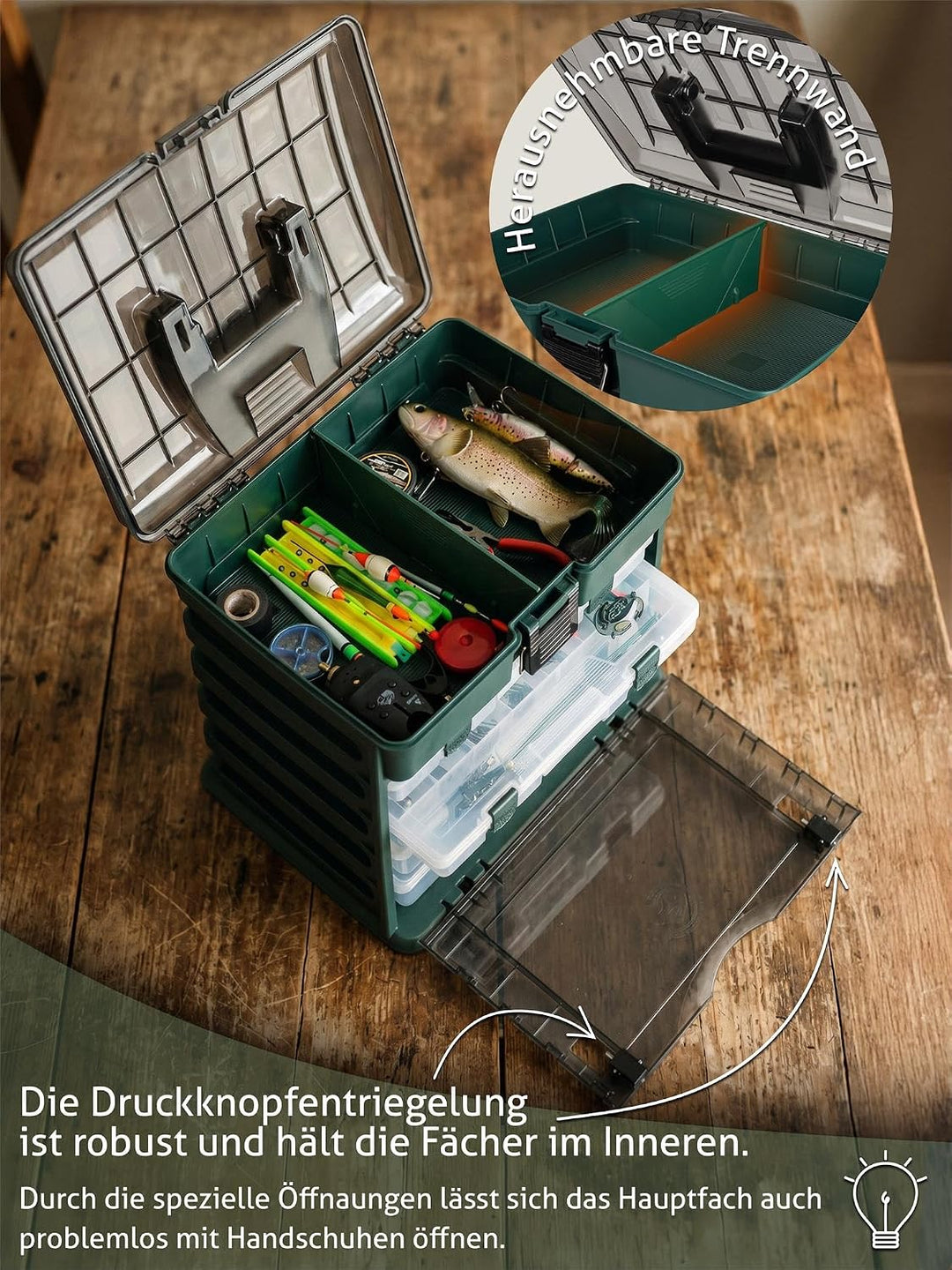 normani XXL Angelbox Angelkasten Angeltasche Angelgerätekasten Sitzkiepe mit 4 Kunststoffboxen Tackl