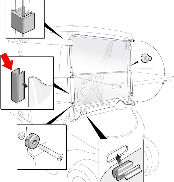 10L0L EZGO RXV Windschutzscheiben-Halteklammern für Golf Cart EZGO RXV 2008 Up Ersatzteil 613136 603
