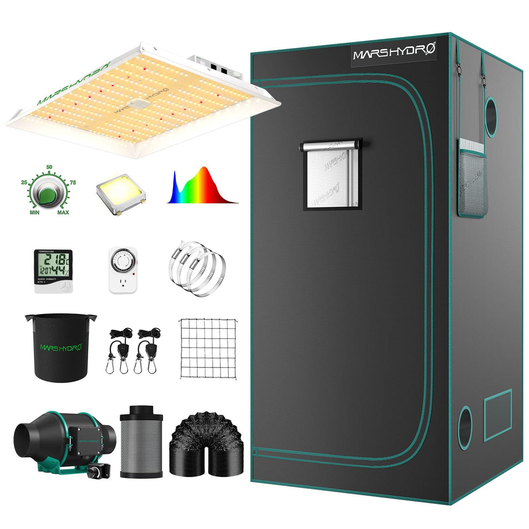 MARS HYDRO TS1000 Growbox Komplettset Led Grow Tent Kit LED Grow Light Grow Lampe 70X70X160cm Indoor