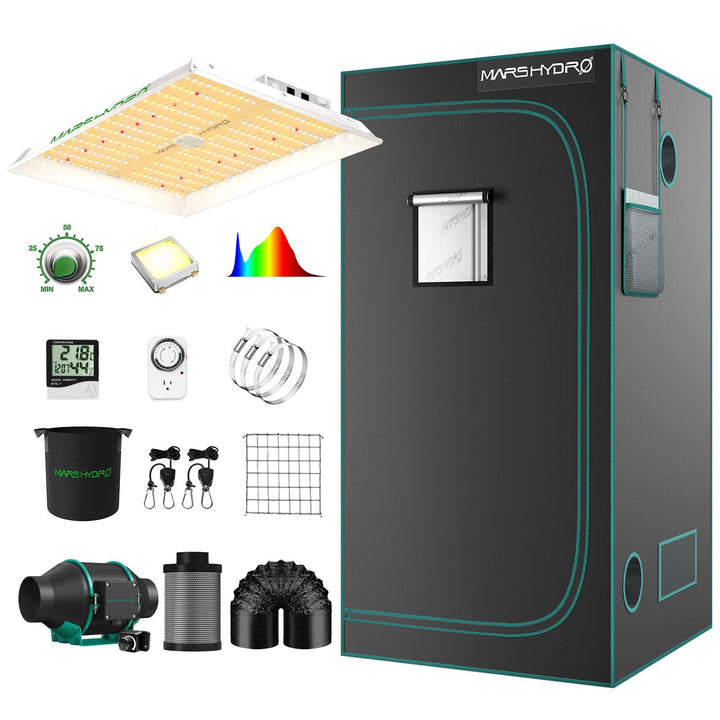 MARS HYDRO TS1000 Growbox Komplettset Led Grow Tent Kit LED Grow Light Grow Lampe 70X70X160cm Indoor