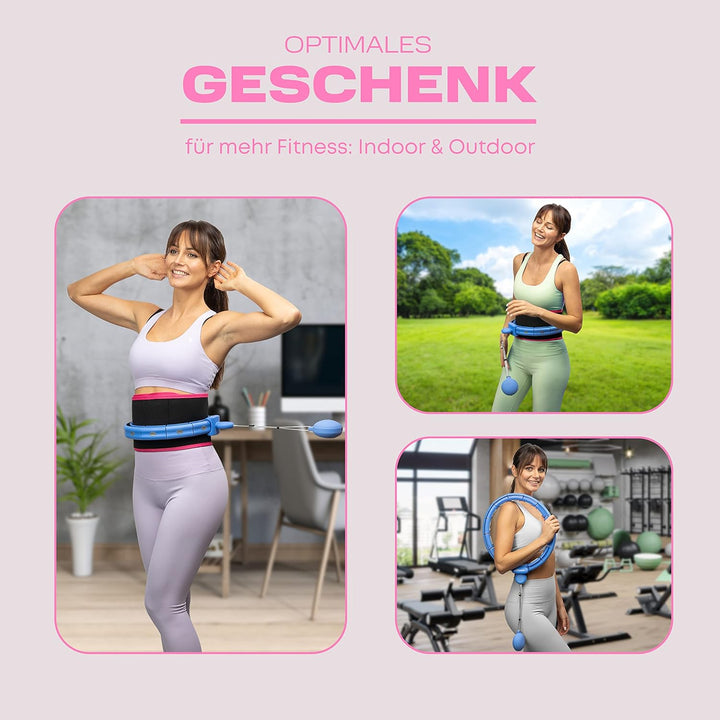 WELLRELAXX Smart Hula Hoop leise mit Bauchweggürtel - Schützt Haut+Kleidung - Smart Hoola Hoop Reife