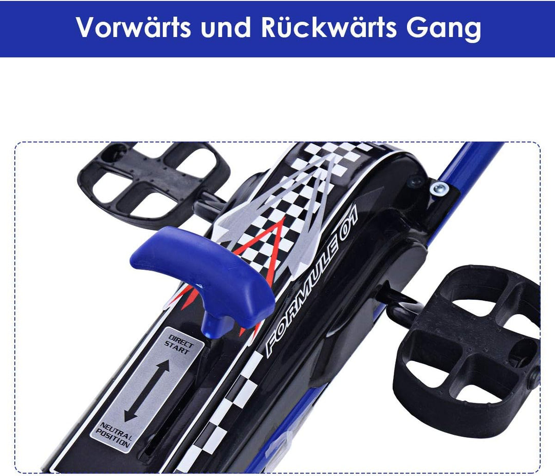 COSTWAY Gokart mit Handbremse und verstellbarem Sitz, Tretauto mit Vor- und Rückwärtsgang, Go Cart f