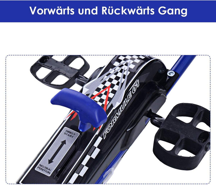 COSTWAY Gokart mit Handbremse und verstellbarem Sitz, Tretauto mit Vor- und Rückwärtsgang, Go Cart f