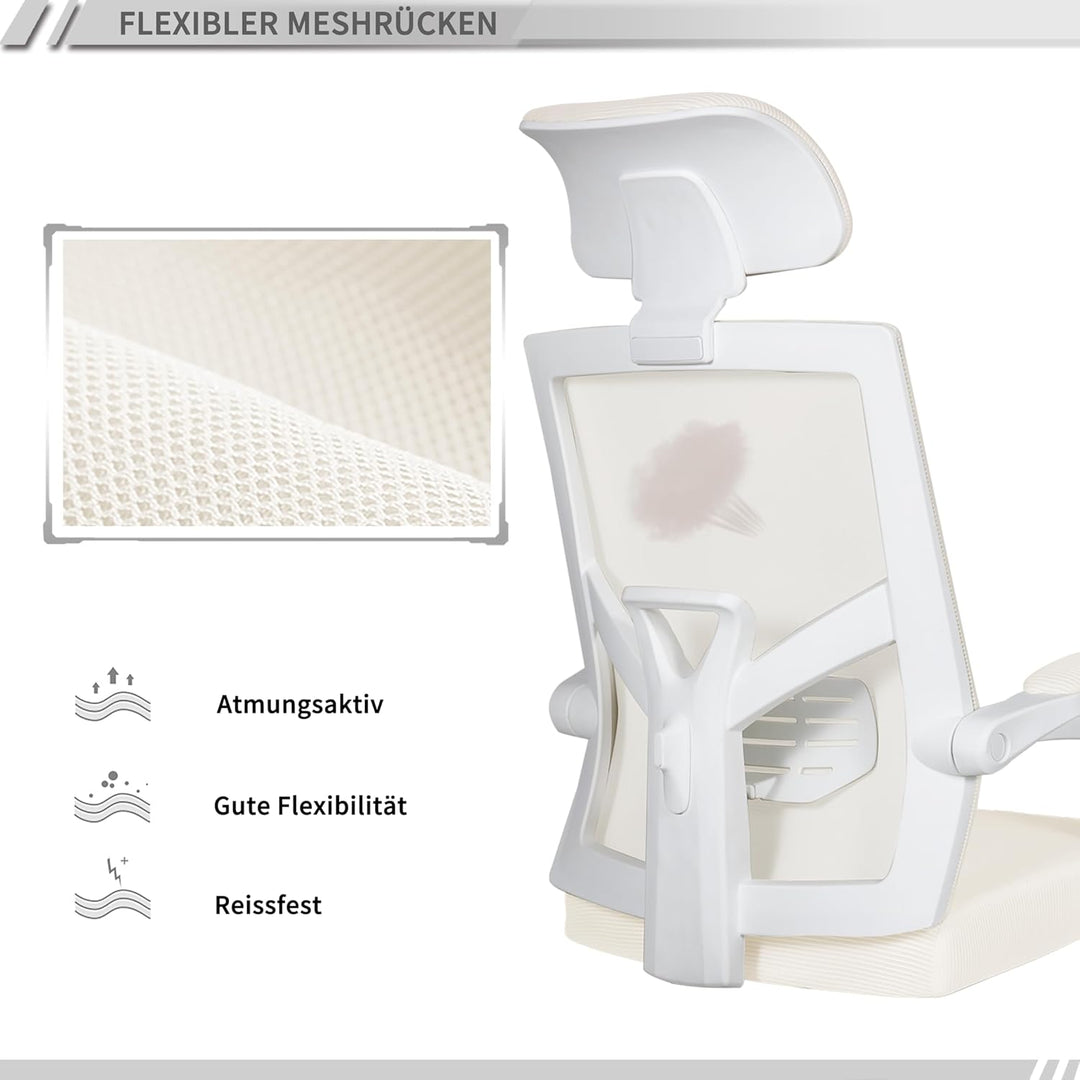 UEV Bürostuhl Ergonomisch, Drehstuhl, Schreibtischstuhl mit Verstellbarer Kopfstütze Lendenwirbelstü