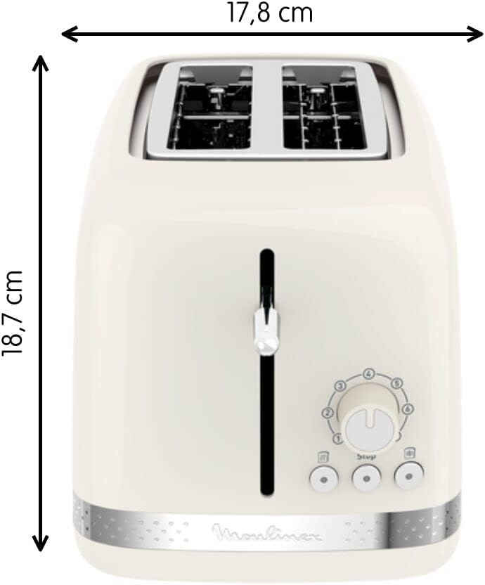 Moulinex Broodrooster Soleil LT300A10, Elfenbein Toaster mit 2 Schlitzen, Toaster mit 2 Schlitzen