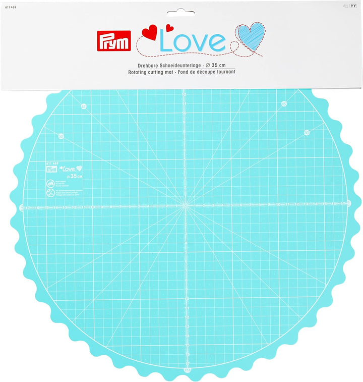 Prym Love Drehbare Schneideunterlage rund 35 cm Mint, Kunststoff, 7 x 5 x 3 cm