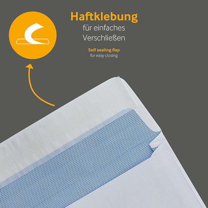 Faltentaschen Versandtaschen, C5, 162 x 229 x 25 mm, weiss, 125 Stück, mit Fenster, Haftklebung mit
