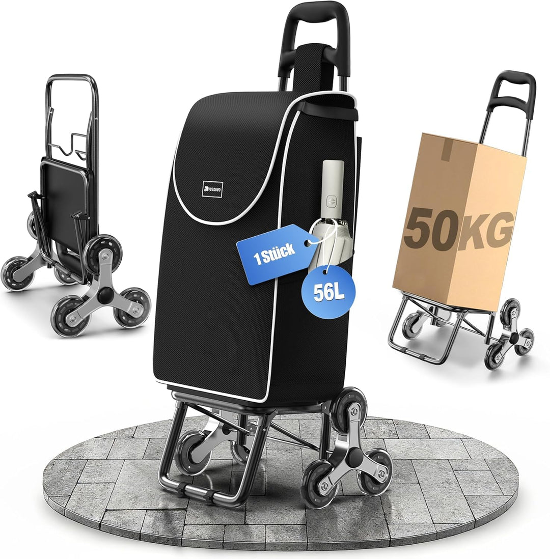 Einkaufswagen Klappbar 56L,Einkaufstrolley Treppensteiger,Trolly Einkaufswagen Klappbar, Hackenporsc