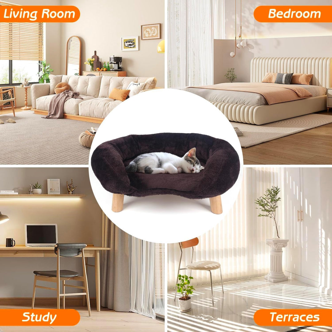 Braunes Katzensofa mit Kratzschutz | Ergonomische Form, Rutschfest
