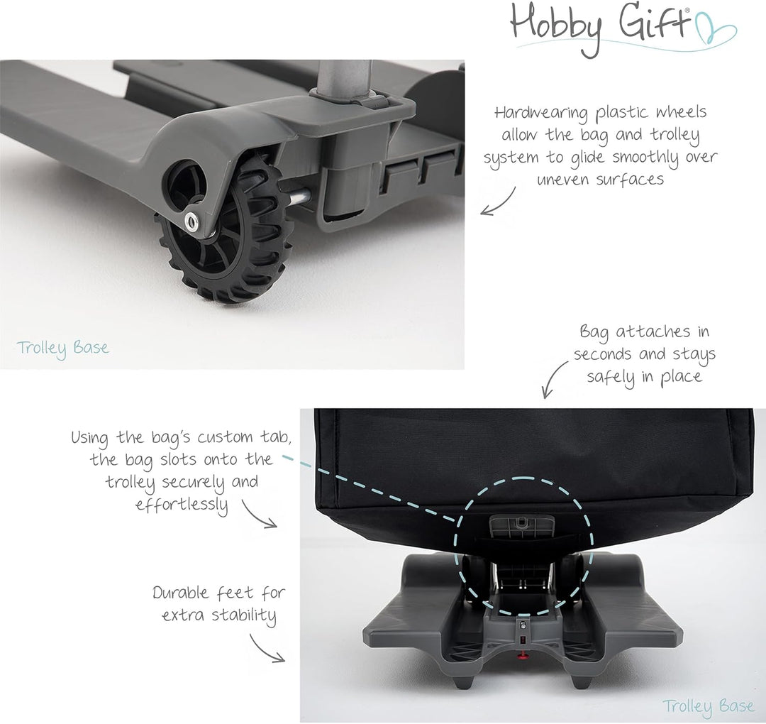 Hobby Gift MRSTLBLK Nähmaschinen-Aufbewahrungs-Trolley-Tasche, Stoff, Schwarz, 35 x 61 x 45cm 35 x 6