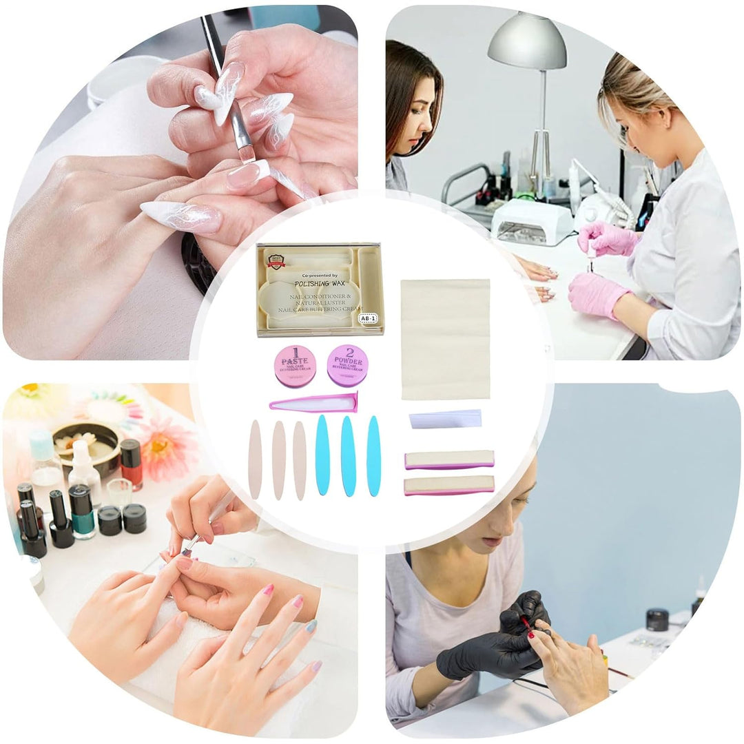 Japanisches Maniküre-Set, Nagelpflege-Set mit Paste und Puder, Nagelpflege und natürlichem Glanz, Po