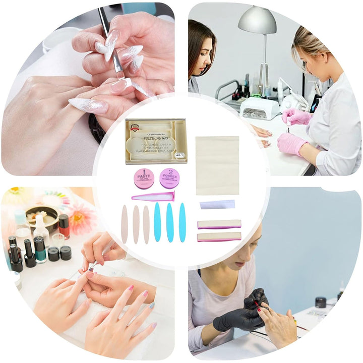 Japanisches Maniküre-Set, Nagelpflege-Set mit Paste und Puder, Nagelpflege und natürlichem Glanz, Po