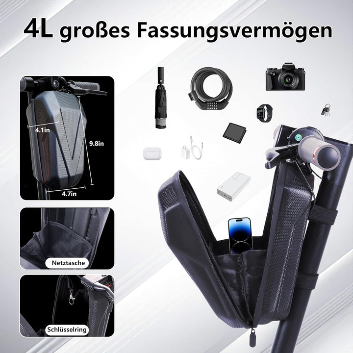 4L E Scooter Tasche，E Roller Lenkertasche 4L Grosse Kapazität wasserdichte mit Eva Hard Sell Inneres