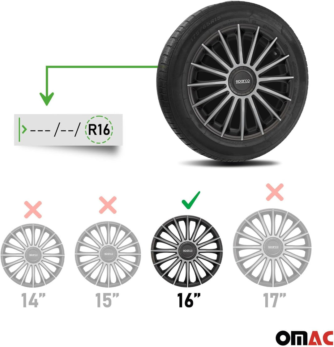 Sparco Satz Radzierblenden Treviso 16-Zoll Schwarz/Silber TREVISO 16 zoll SCHWARZ/SILBER, TREVISO 16