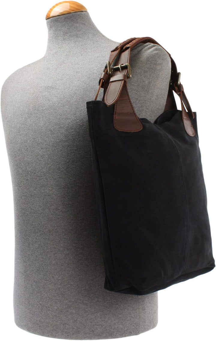 LECONI Henkeltasche Echt-Leder Wildleder Damentasche Handtasche für Damen Shopper für Freizeit, Büro