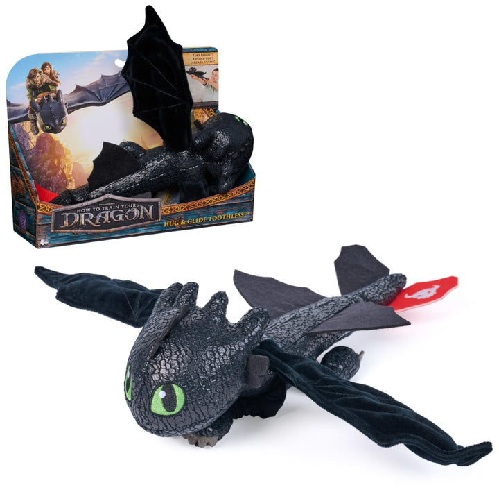 Dreamworks Dragons – Plüschtier-Drache Ohnezahn mit Griff- und Gleitfunktion, 30 cm lang, Spielzeug