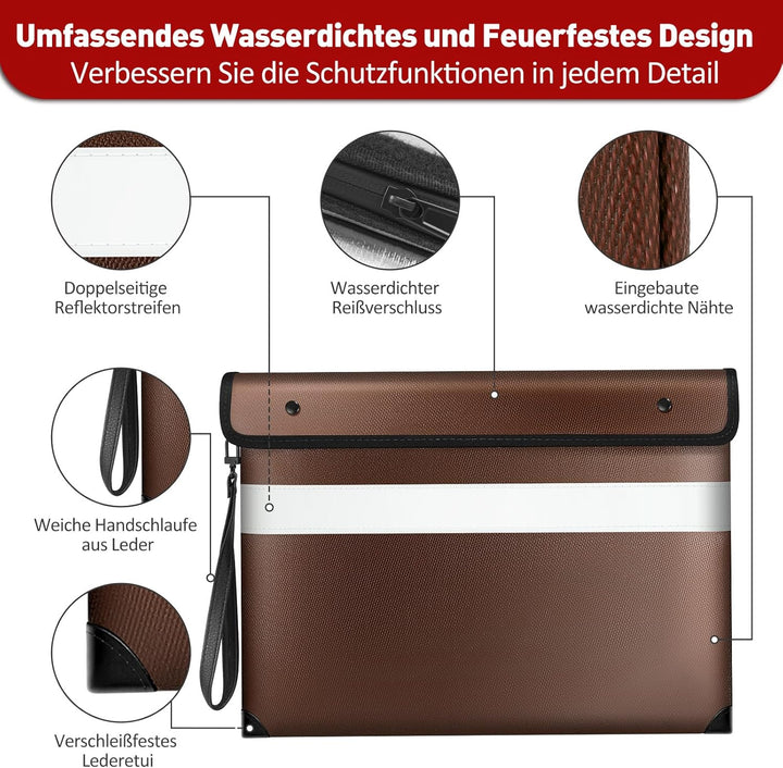 2871 °C, wärmeisoliert, feuerfest, Geldtasche für Bargeld, feuerfeste Dokumententaschen mit Handschl