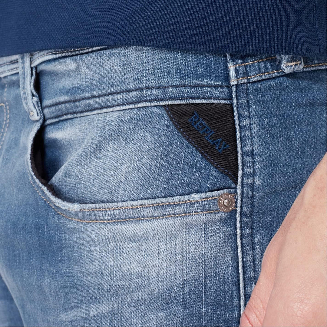 Replay Men's Anbass Slim Fit Jeans with Power Stretch 31W / 32L Medium Blue 009, 31W / 32L Medium Bl