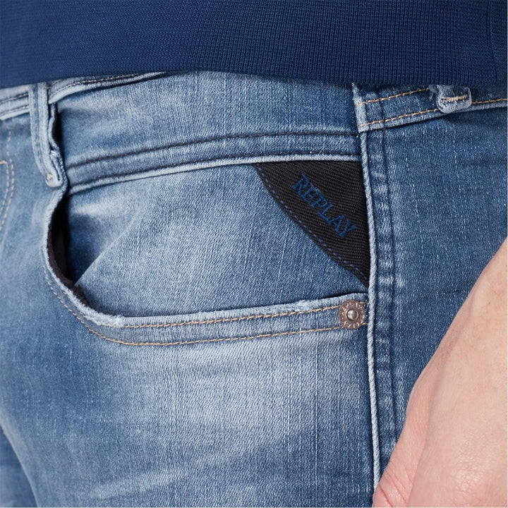 Replay Men's Anbass Slim Fit Jeans with Power Stretch 31W / 32L Medium Blue 009, 31W / 32L Medium Bl
