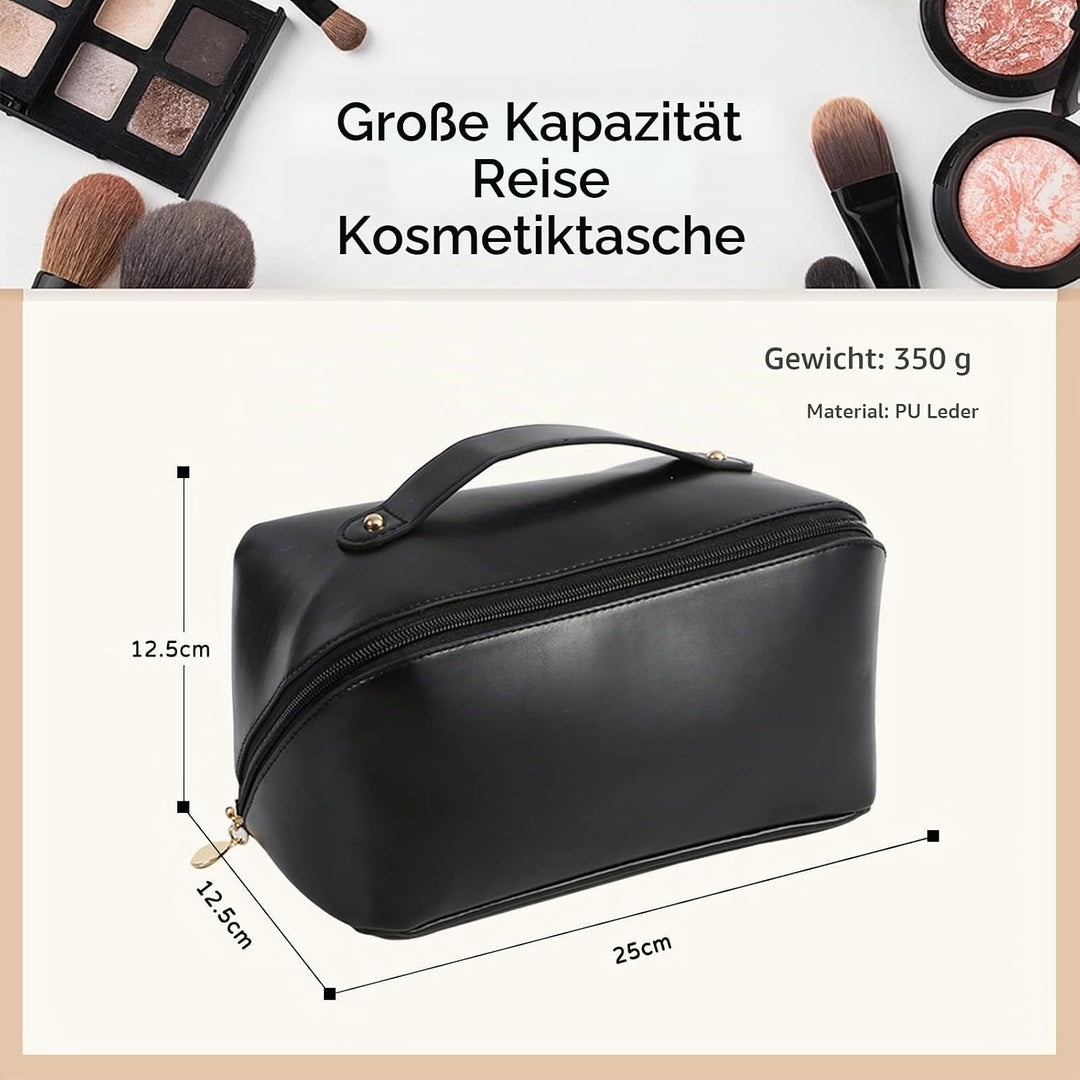 CORIOS Grosse Kapazität Kosmetiktasche Wasserdicht Kulturtasche Leder Schminktasche Multifunktions K