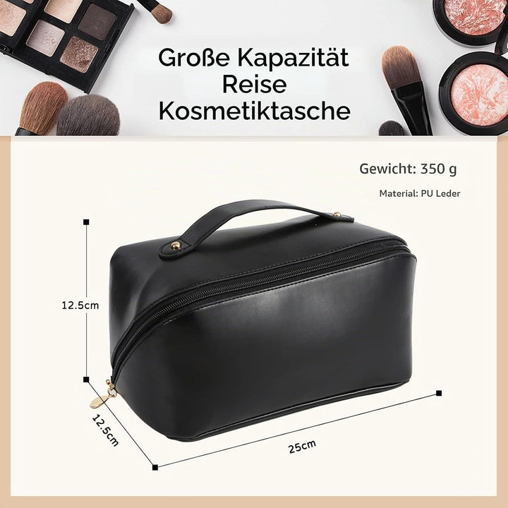 CORIOS Grosse Kapazität Kosmetiktasche Wasserdicht Kulturtasche Leder Schminktasche Multifunktions K