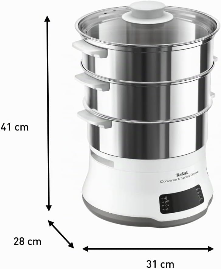Tefal VC502D Convenient Series Deluxe Dampfgarer | einfacher Touchscreen | 8 Programme | Garen auf 3