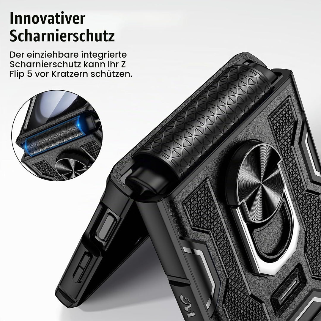 Doeshine Samsung Galaxy Z Flip 5 Hülle mit Magnetisch Ständer &amp; Kameraschutz, Ganzkörper Robuste Sto