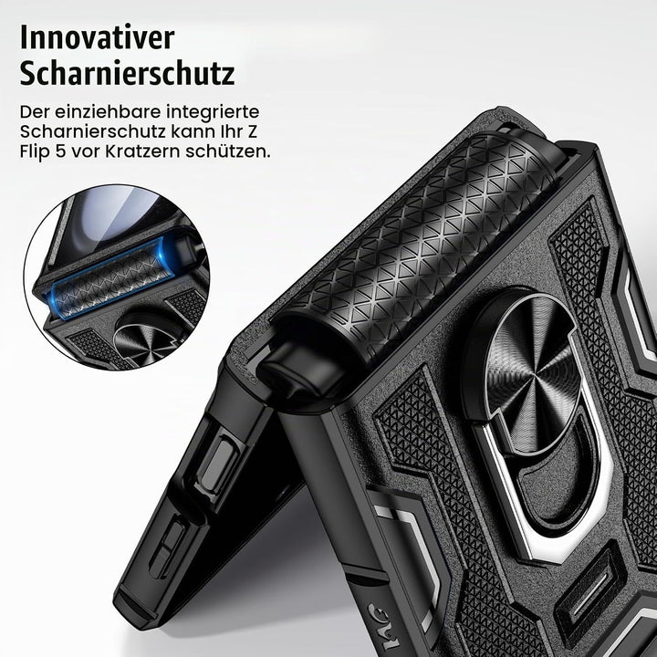 Doeshine Samsung Galaxy Z Flip 5 Hülle mit Magnetisch Ständer &amp; Kameraschutz, Ganzkörper Robuste Sto